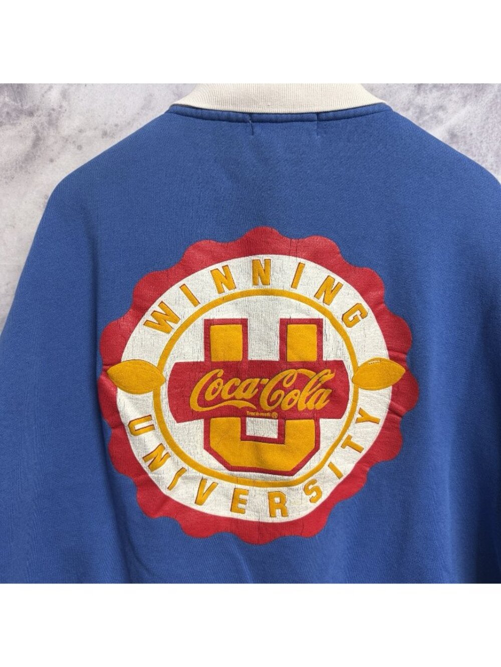 Vintage Coca Cola Sweatshirt Adult XL Blue Snap 80s 90s